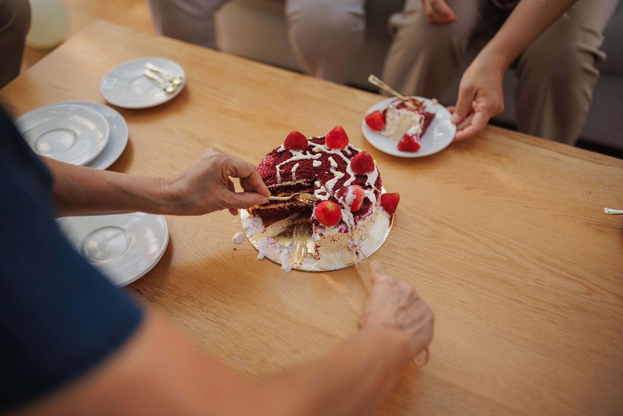 Cake being served for a celebration